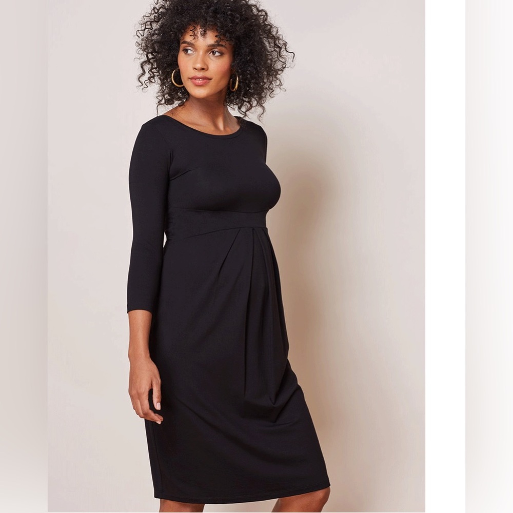 Isabella Oliver Ivybridge Maternity Dress Caviar Black Size 3 6/8 Pleated Jersey